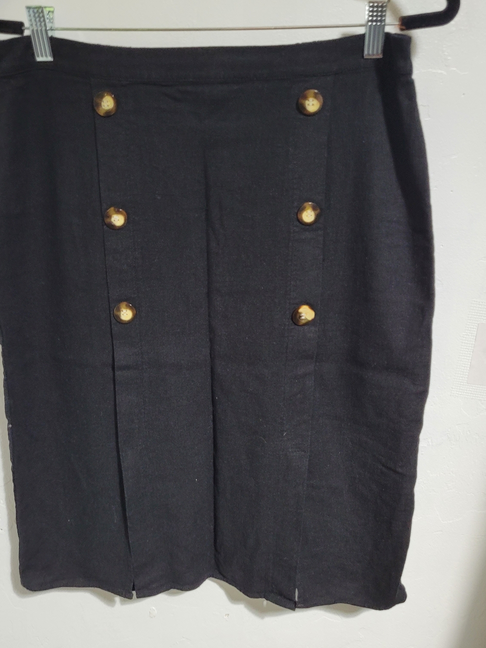 Monteau Black Linen Pencil Skirt